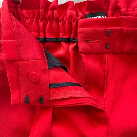 Express High-Waist Red Wide-Leg Pants with Tie Belt - Picture 5 of 5